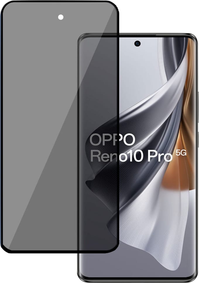 Privé Screenprotector geschikt voor OPPO Reno 10 / 10 Pro Screenprotector - Privacy Beschermglas - Privacy Proteqt+