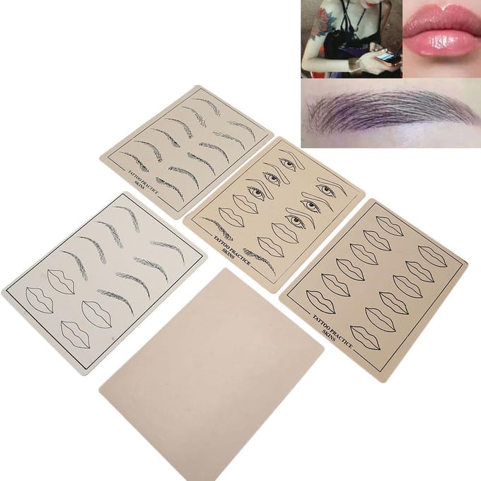 5 stuks Set Muti Functionele Microblading Oefenhuid Zachte Huid Make-up Oefen Siliconen Gereedschap beige