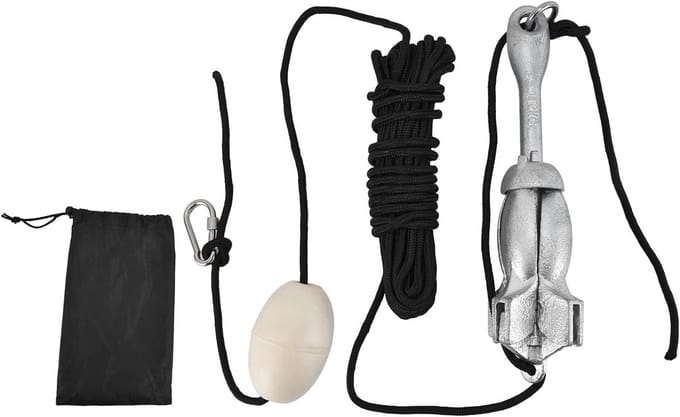 Opvouwbaar Bootanker - Anker Set - Watersport Stabiliteit - Koolstofstaal Grip - 10 Meter Touw - Zilver
