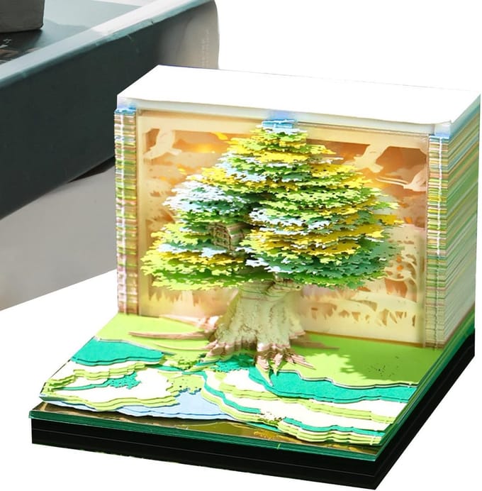 3D Kalender - Scheurkalender Notitieblok - Dagelijkse Planning - Creatief Rivier Design - 8.5 x 8.5 x 6.7 cm