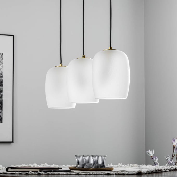 Lucande - hanglamp - 9lichts - IJzer, glas - H: 20 cm - G9 - messing, zandwit