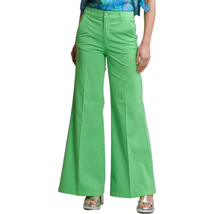 River Woods Green Basic Long Stretch Pants Maat: 40 | Wijde Broeken Outlet | Dames | Groen