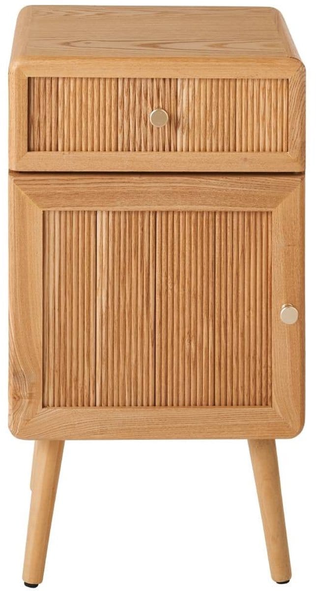 CALICOSY - Nachtkastje met 1 deur en 1 lade, fronten met lamel-effect, H71 cm - AVA