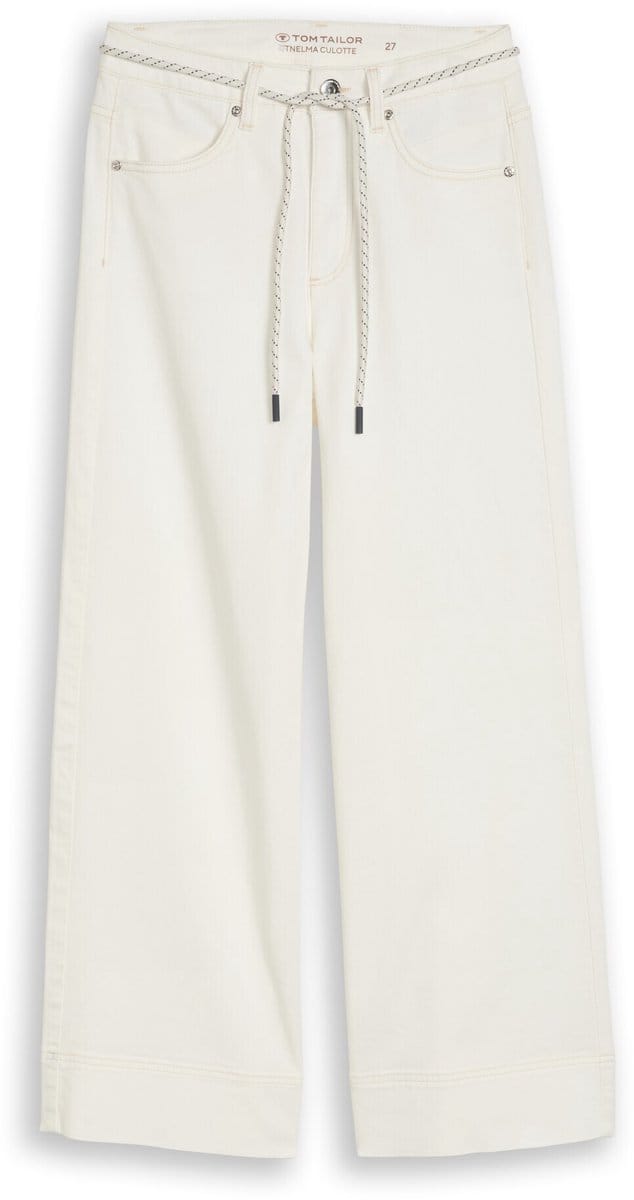 Tom Tailor - TTNELMA CULOTTE-jeans met strikceintuur - Maat 31/28 - White Denim