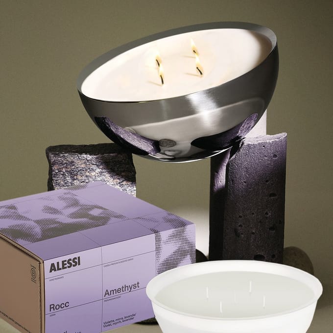 Alessi Rocc-Set-Medium-Amethyst-Geurkaars-mét-Container