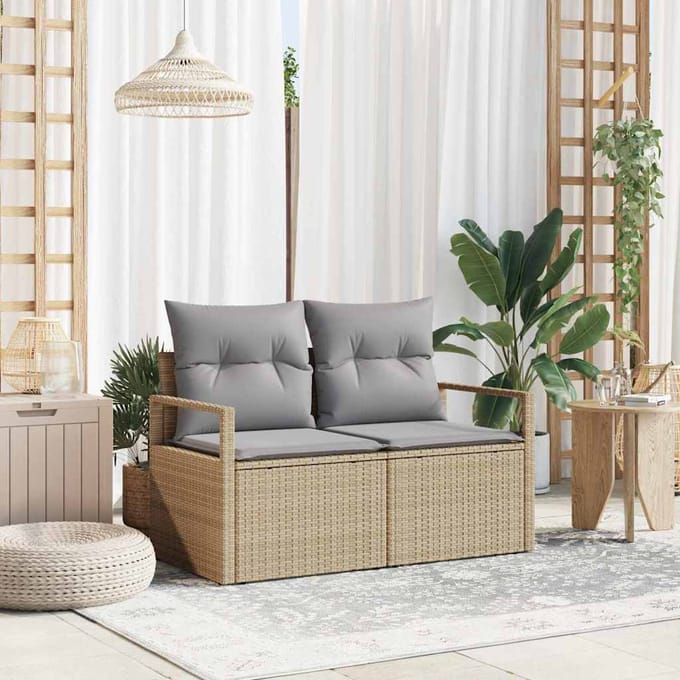 vidaXL - Tuin - Sofa - met - kussen - 120 - x - 62 - x - 69 - cm - poly - rattan