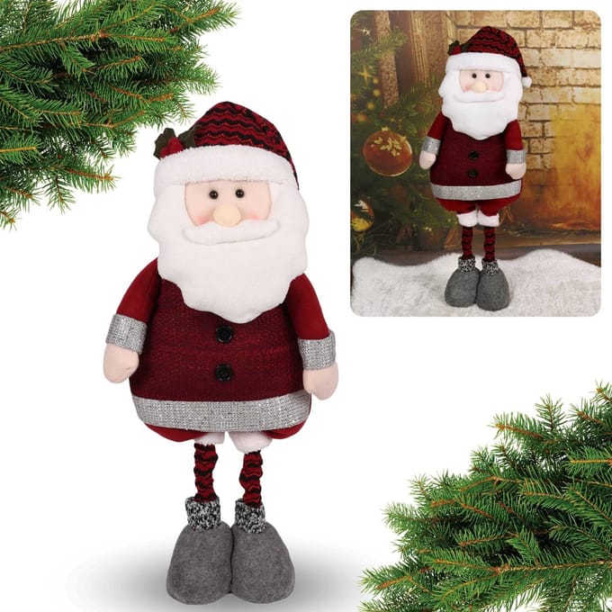 Rode Kerstman met Verstelbare Benen, 45/82 cm Kerstversiering