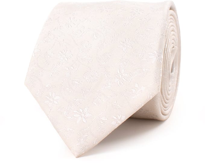 TRESANTI | GASPARE | Silk tie with a delicate floral pattern | Ivoor wit