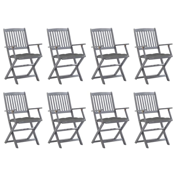 vidaXL - Inklapbare - stoelen - 8 - st - met - kussens - massief - acaciahout