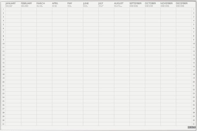 DESQ® Jaarplanner - Magnetisch - Aluminium Ultra Thin Frame - 60 x 90 cm
