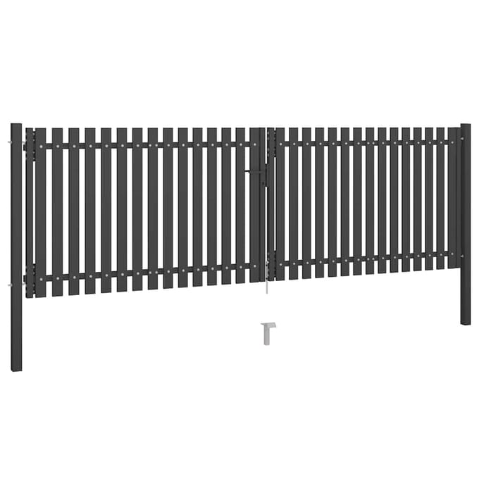 vidaXL - Tuinhekpoort - staal - 400x100 - cm - antraciet