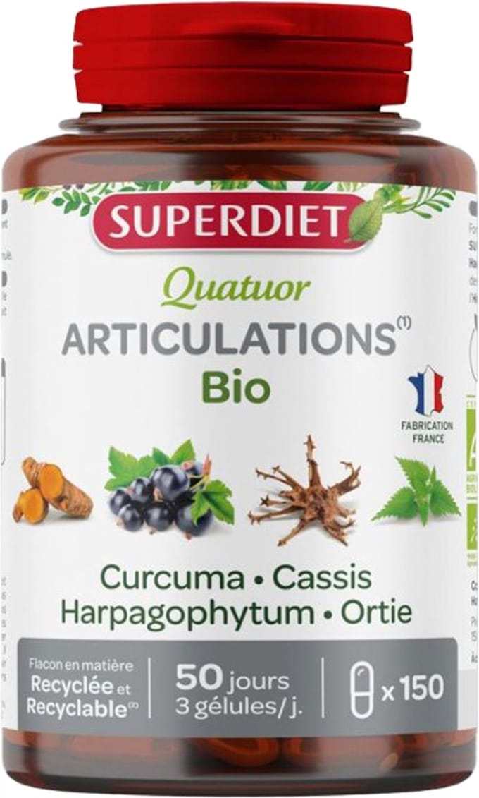Superdiet Quatuor Curcuma Articulations Bio 150 Capsules