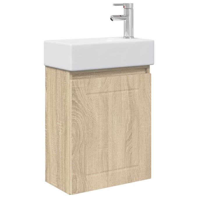 vidaXL - Badkamermeubel - met - kraan - Sonoma - Eiken - 45,5 - x - 25,5 - x - 84 - cm