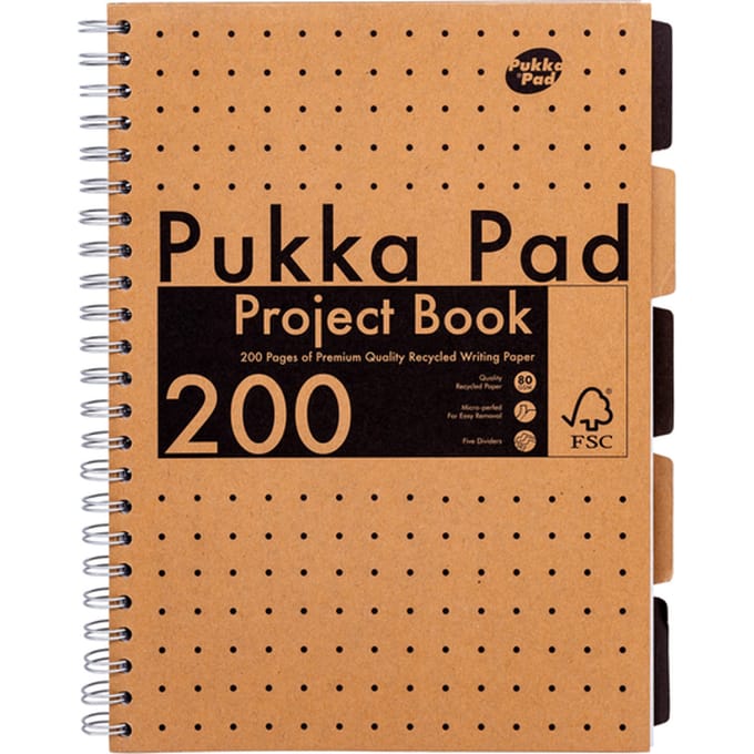 Projectboek Pukka Pad Kraft A4 lijn 5-tabs 200 pagina's 80gr