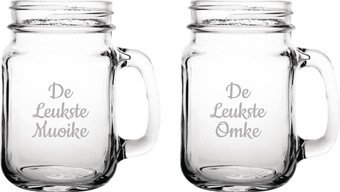 Gegraveerde Drinkglas 45cl De Leukste Muoike-De Leukste Omke