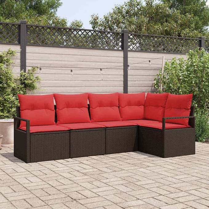 vidaXL Bankstel 5 st Bruin poly rattan