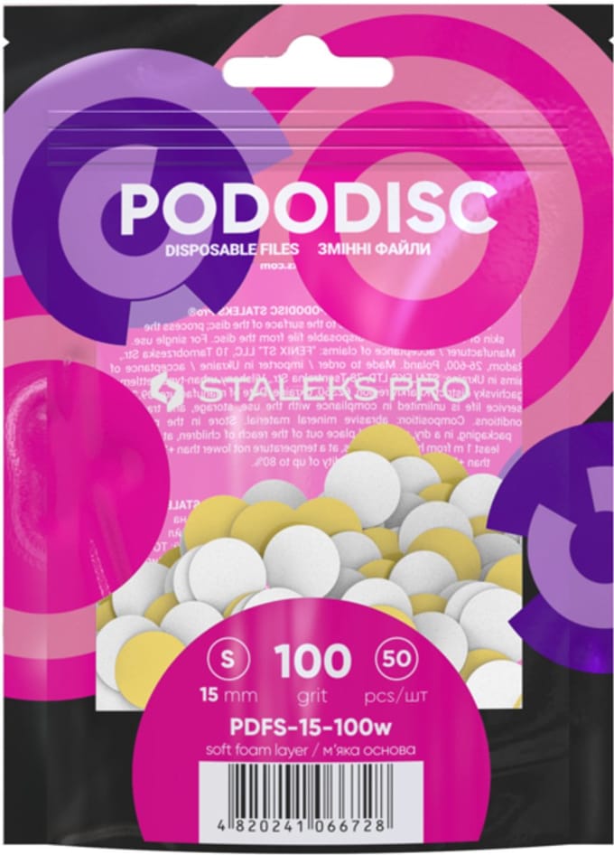 Staleks PODODISC PDFS-15-100 Witte refillpads 50 Stuks maat S (15mm) Grit 100
