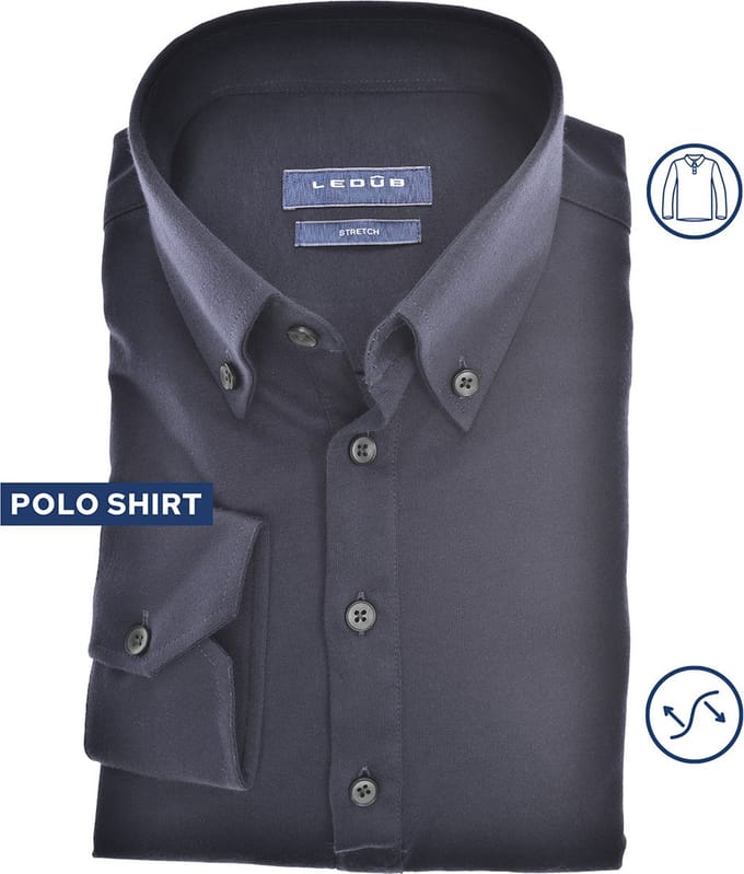 Ledûb slimfit polo jersey donkerblauw