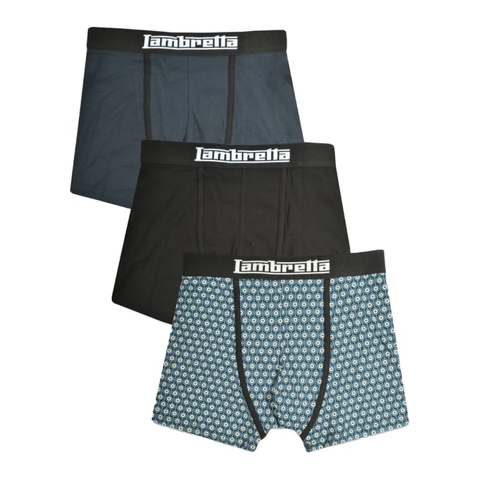 Lambretta Heren Target Boxershorts (Set van 3) (Marine/Zilver/Zwart)
