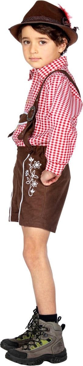 Rood Wit Geblokte Tiroler Blouse Jongen