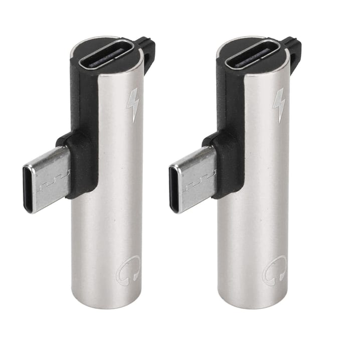 2 STUKS USB C naar 3.5mm o Adapter 2 in 1 o Opladen USB C naar o Jack ABS USB C naar oJack zilver