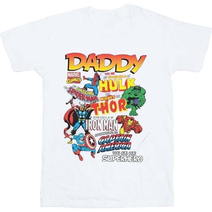 Marvel Heren Onze Vader Superheld T-Shirt (Wit)