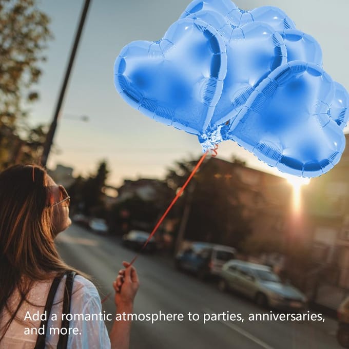10 pièces 10  Ballons Coeur en Aluminium Fête Mariage Anniversaire Décor (Bleu) bleu