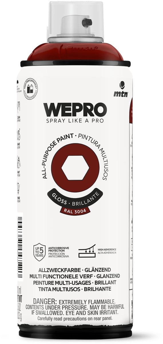 Spuitbus Ral 3004 Rood Glans MTN WEPRO ALL-PURPOSE PAINT 400ML