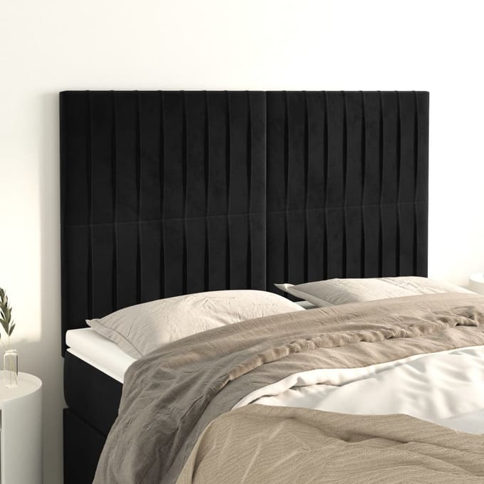 vidaXL - Hoofdbord - zwart - 144x5x118/128 - cm - fluweel