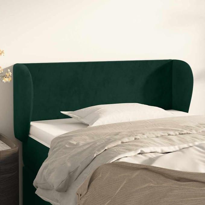vidaXL - Hoofdbord - met - randen - 93x23x78/88 - cm - fluweel - donkergroen