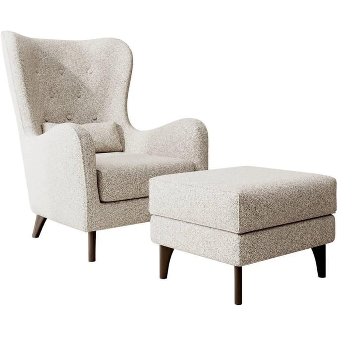 Fauteuil met hocker Casara bouclé | NADUVI Collection