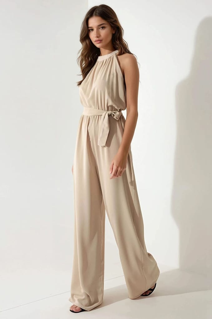 Brede Been Halter Nek Jumpsuit