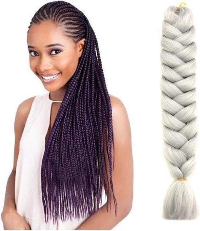 X-pression Ultra Braid Premium- Vlechthaar Zilver grijs - Synthetisch haar