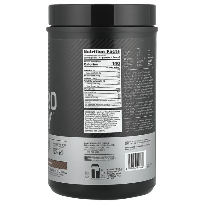 Optimum Nutrition, Platinum Hydro Whey, Turbo Chocolade, 1,75 lbs (795 g)