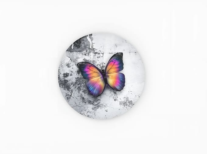 Rond Schilderij - Vlinder - Muurcirkel op Dibond - Wall Art - 100 cm