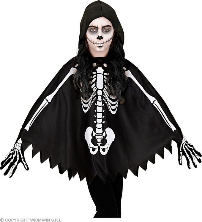 Skelet poncho halloween kinderen