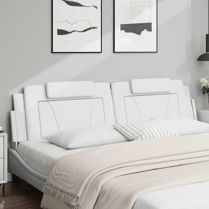 vidaXL - Hoofdbordkussen - "Viana" - 200 - cm - kunstleer - wit