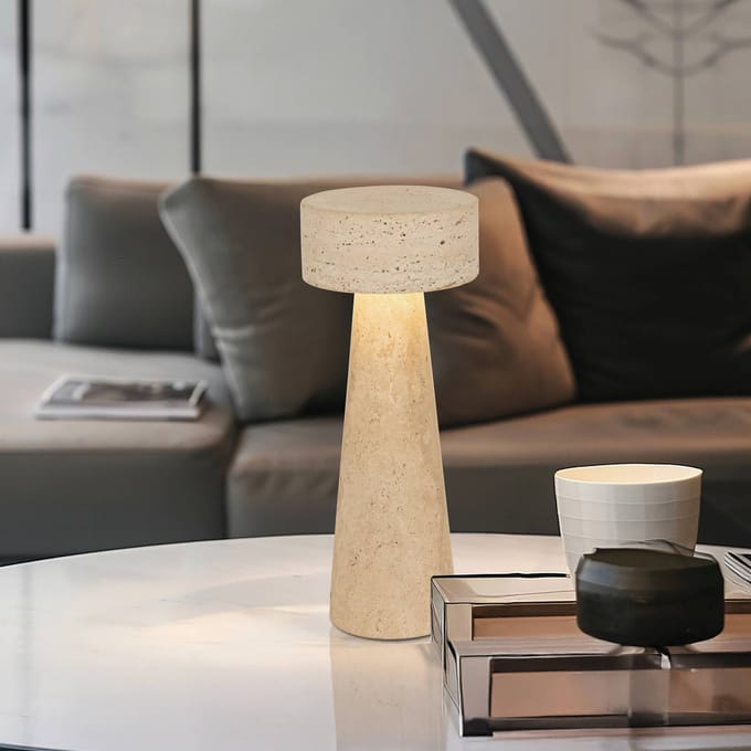 Viokef LED tafellamp Serenity, beige, hoogte 31 cm, steen