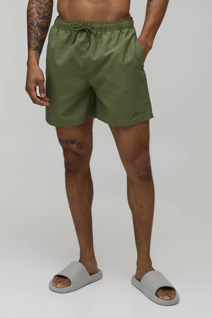 Mid Length BM Autograph Swim Short | Khaki | Size Medium