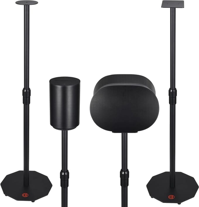 Verstelbare Speaker Stand voor Smart Speakers - Hoogte 66-102 cm, Carbon Staal, Kabelbeheer, Max. Belastbaarheid 15 kg