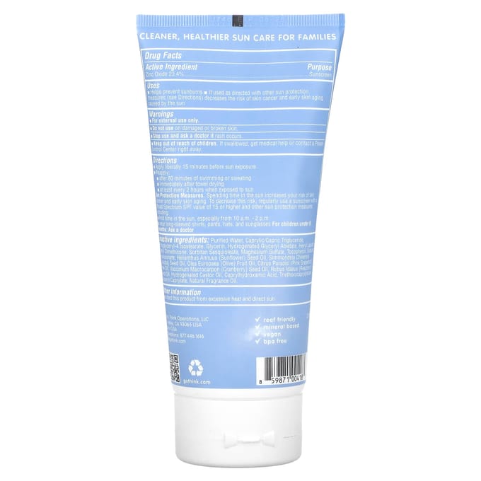 Thinksport, Crème solaire, FPS 50, 6 fl oz (177 ml)