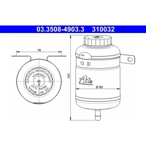 Compensatiereservoir, remvloeistof ATE 03.3508-4903.3