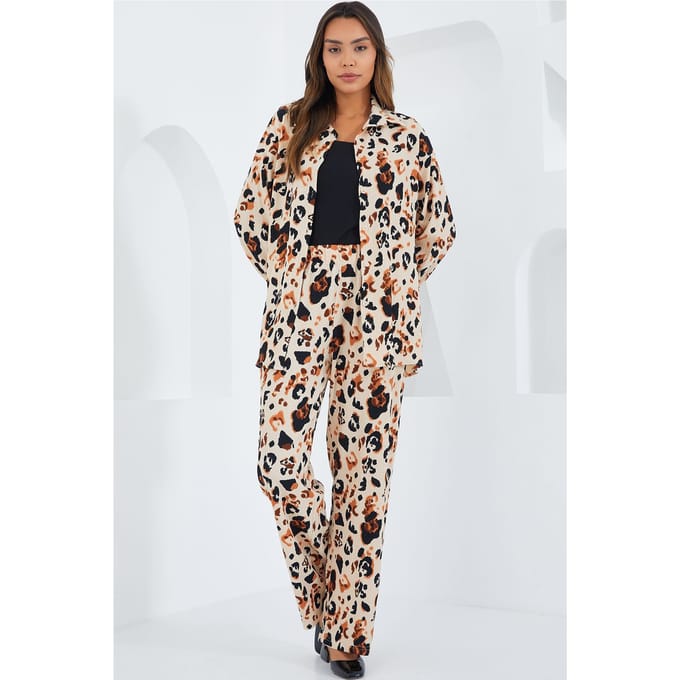 Gestructureerde Lange Mouwen Gebreide Blouse & Broek Gebreide Set