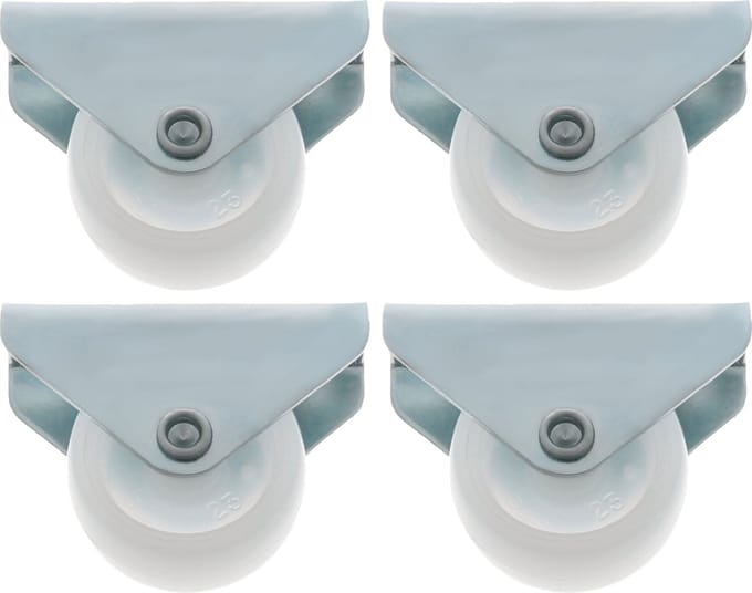 AMIG bokwiel/transportwiel - 4x - D30mm - nylon - 45kg draagvermogen - wit