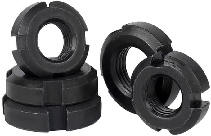 Slotted ronde moeren 27 x 1,5 mm van koolstofstaal voor rollerlagers en pompen - Set van 2
