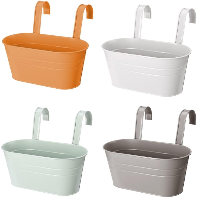 Pots Suspendus à Double Crochet Pots en Fer Blanc Pot de Fleurs Décoration de Jardin orange