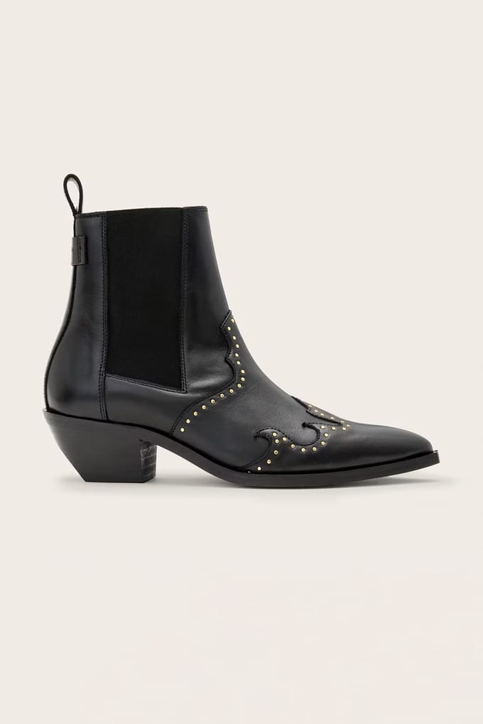 AllSaints Denver Stud Boot Black Taglia: 40 | Stivali Outlet | Donna | Nero