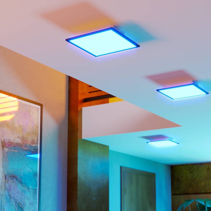 EGLO connect.z Moradillo Smart LED Paneel - 29.5 x 29.5 cm - Zwart - Instelbaar RGB & wit licht - Dimbaar - Zigbee