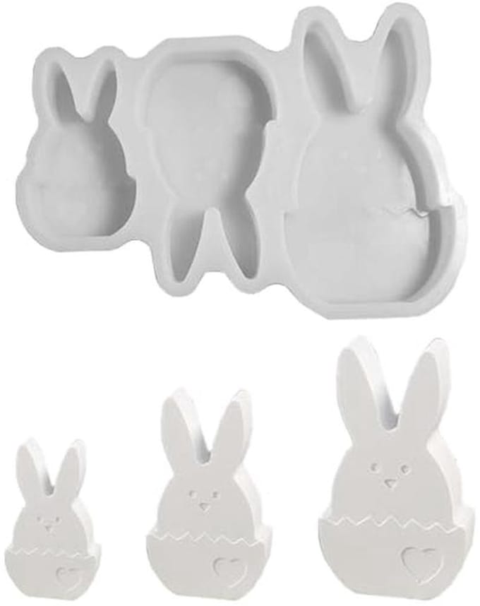 Set van 3 Silicone Vormpjes voor Pasen - Eitjes en Konijnen