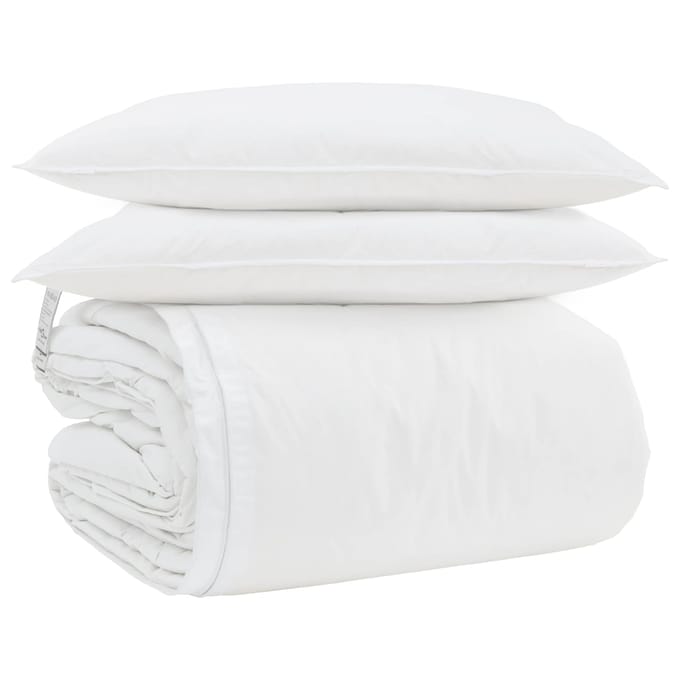 vidaXL - Deken - Set - met - kussen - 3 - st - Wit - Donsveer